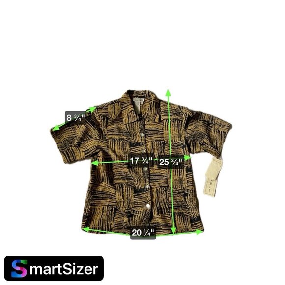 Rene Margo Womens Abstract Black & Tan Button-Up Shirt M - Picture 10 of 10